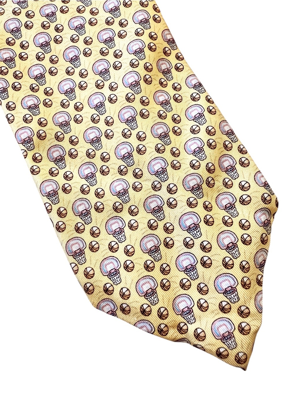 Vineyard Vines Silk Yellow Basketball & Hoop Pattern Men's Tie